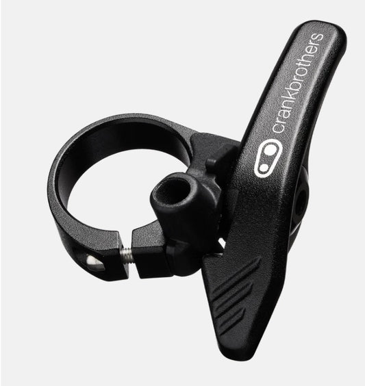 Black bar-mounted remote control clamp with branded rocker switch