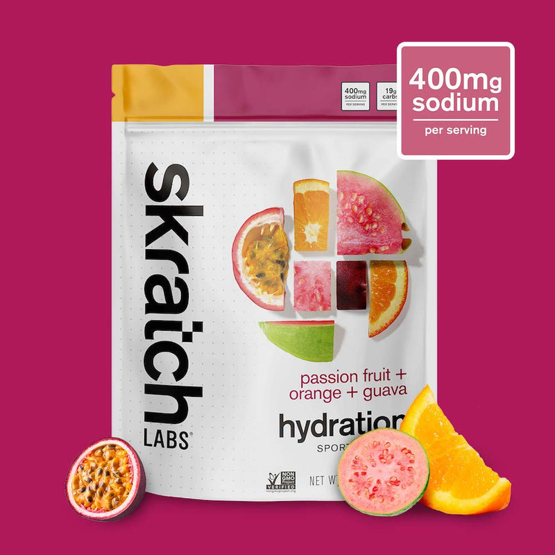 Hydration sports drink mix pouch, passion fruit+orange+guava, 400mg sodium