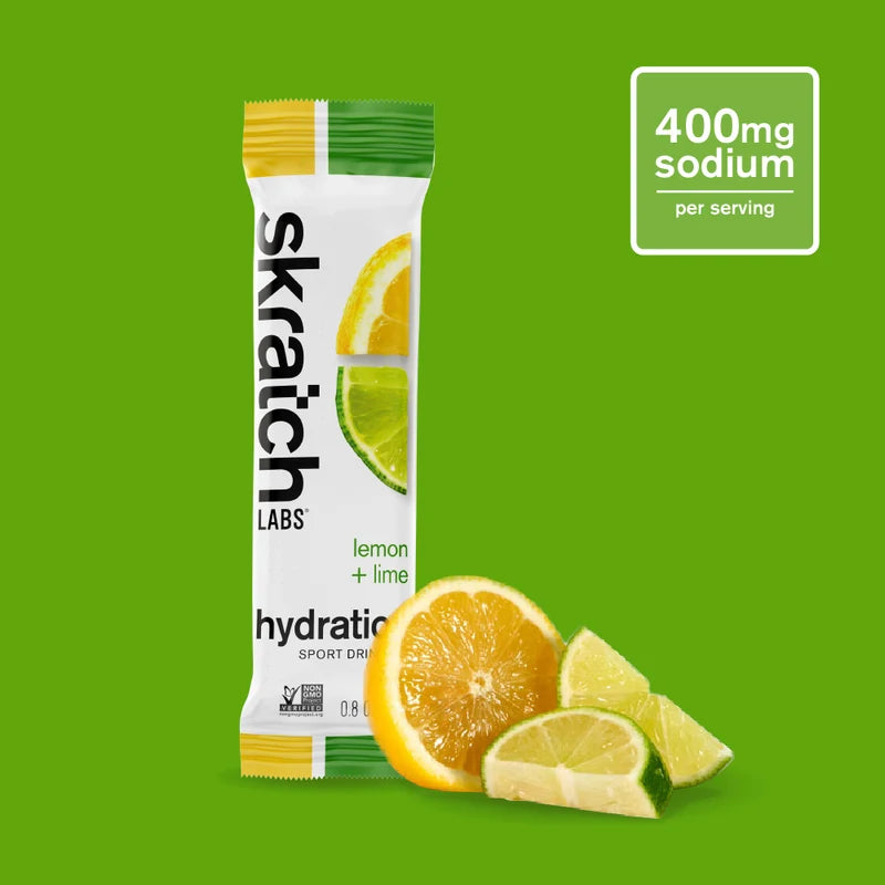 Skratch Labs hydration sports drink mix pouch, lemon + lime, 400mg sodium