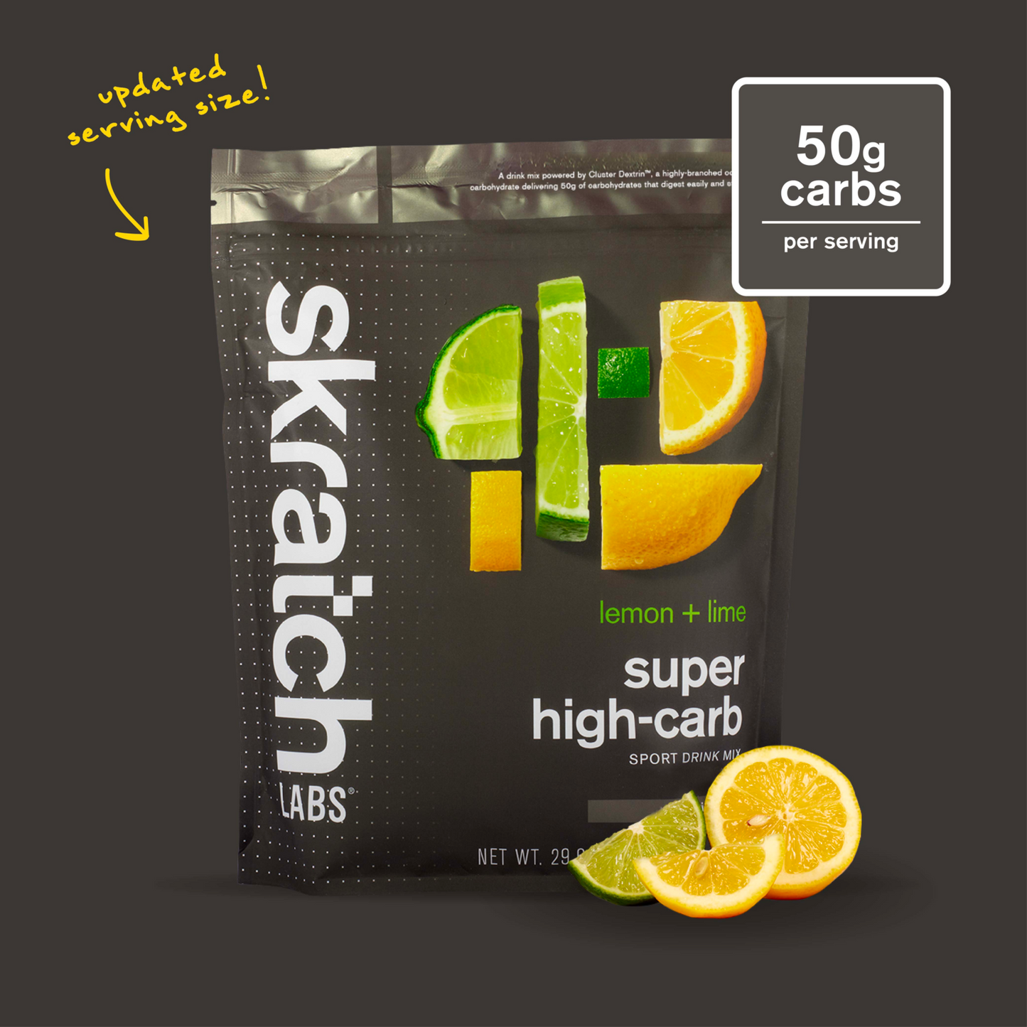 Lemon and lime super high-carb sport drink mix pouch, 50g carbs per serving